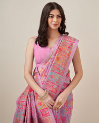 Vibrant Pink Color Kashmiri Pashmina Saree