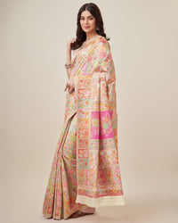 Delicate Off White Color Kashmiri Pashmina Saree