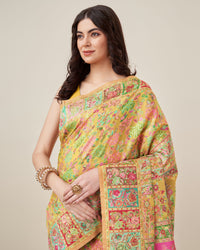 Exotic Yellow Color Kashmiri Pashmina Saree