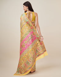 Exotic Yellow Color Kashmiri Pashmina Saree