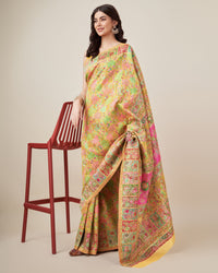 Exotic Yellow Color Kashmiri Pashmina Saree