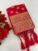 Stunning Red Color Soft Kanjivaram Silk Saree