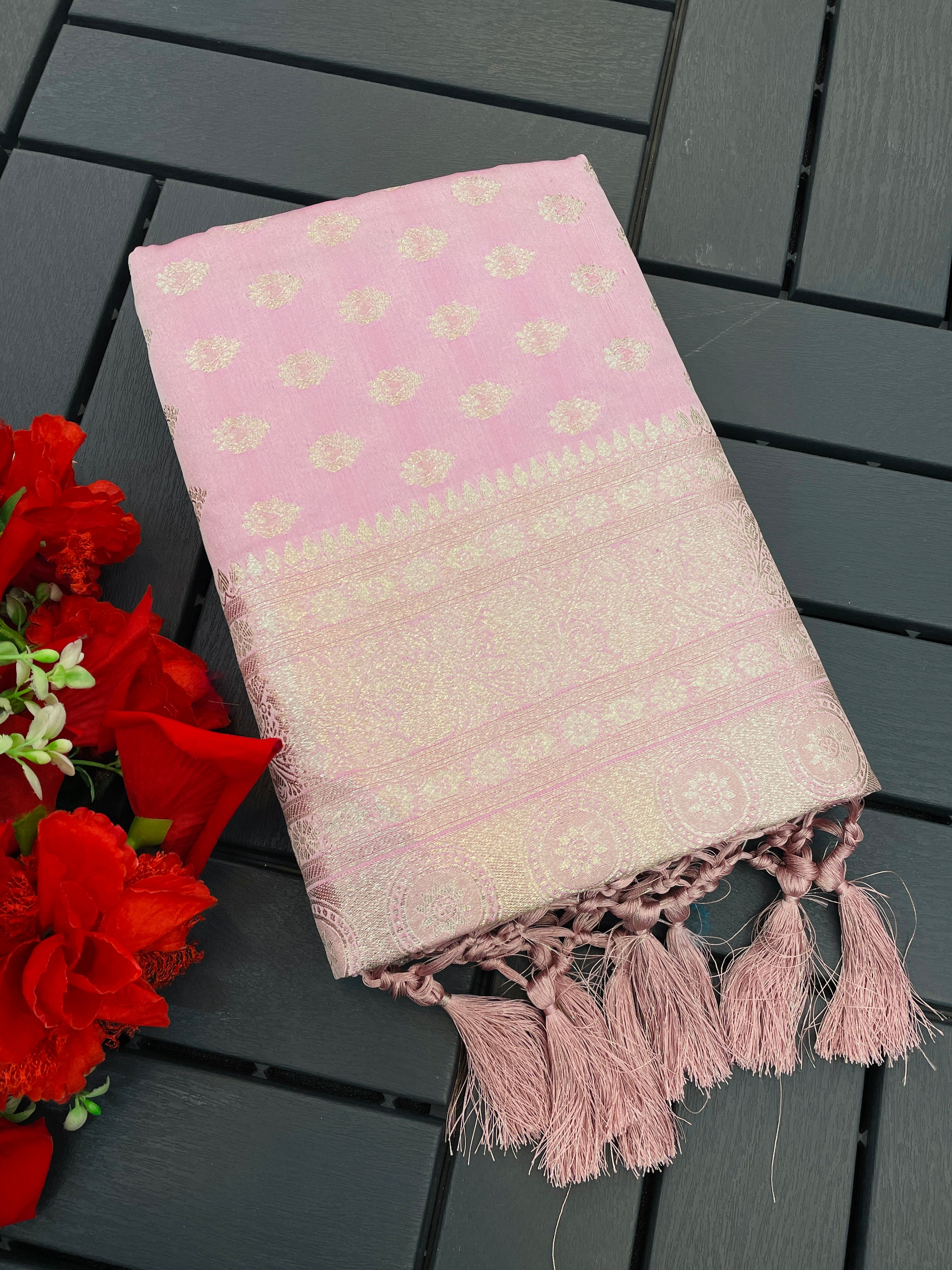 Euphoric Baby Pink Color Soft Kanjivaram Silk Saree