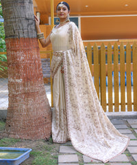 Enchanting White Color Soft Silk Saree