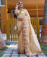 Blissful Beige Color Soft Silk Saree