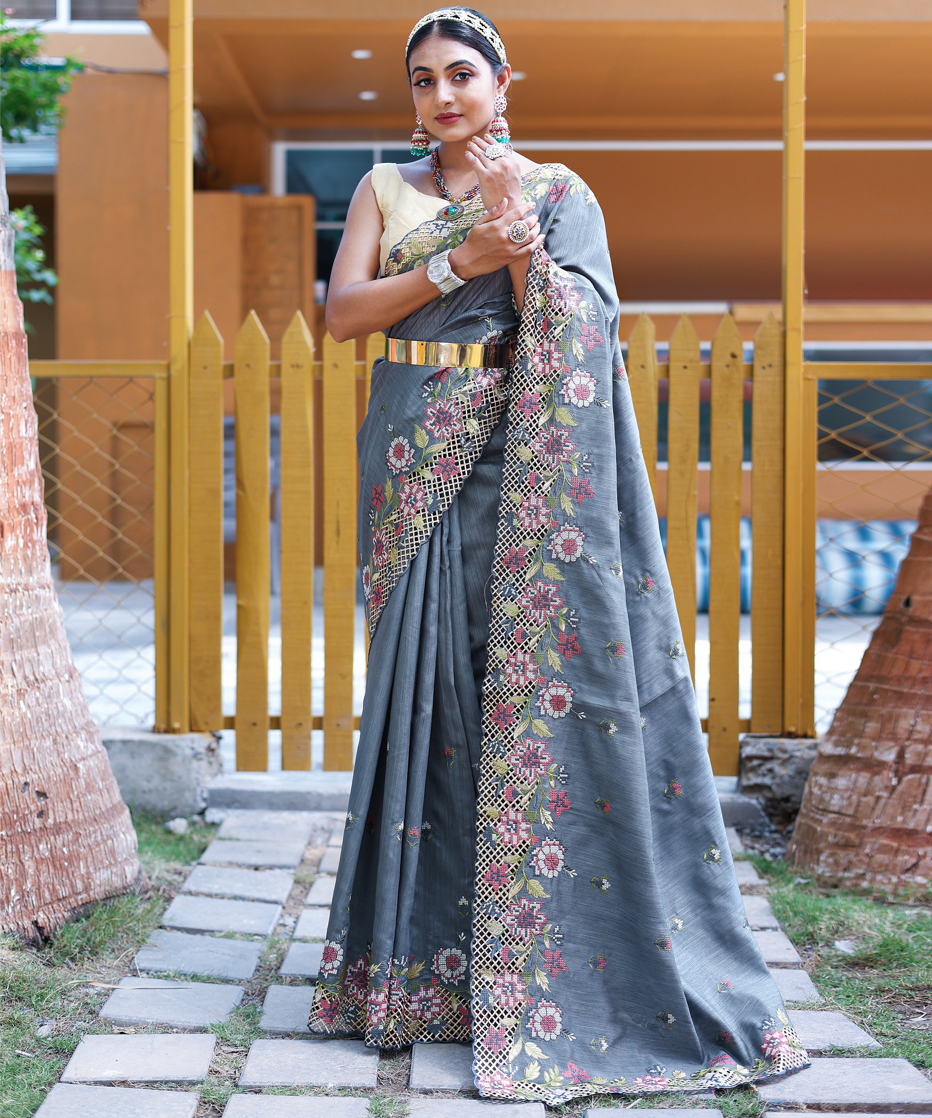 Whimsical Powder Blue Color Soft Silk Saree