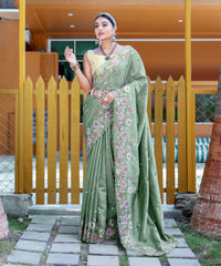 Vivacious Green Color Soft Silk Saree