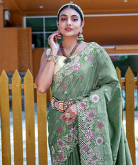 Vivacious Green Color Soft Silk Saree