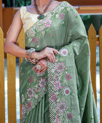 Vivacious Green Color Soft Silk Saree