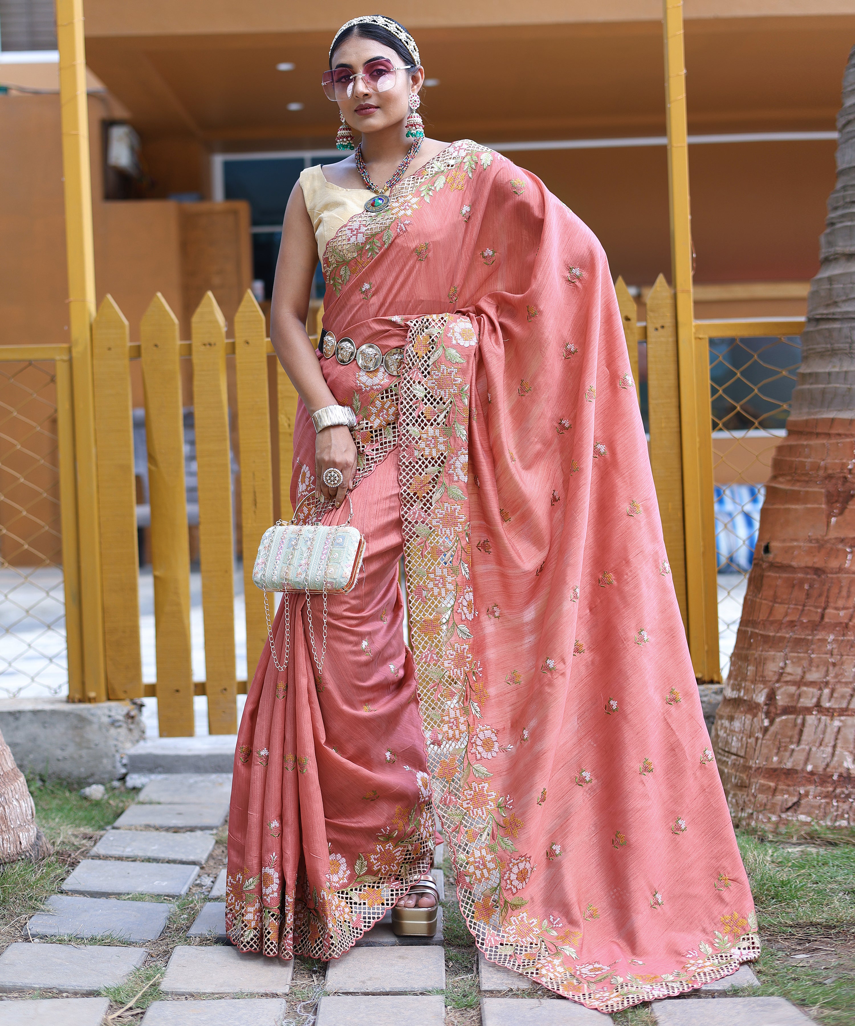 Harmonious Peach Color Soft Silk Saree