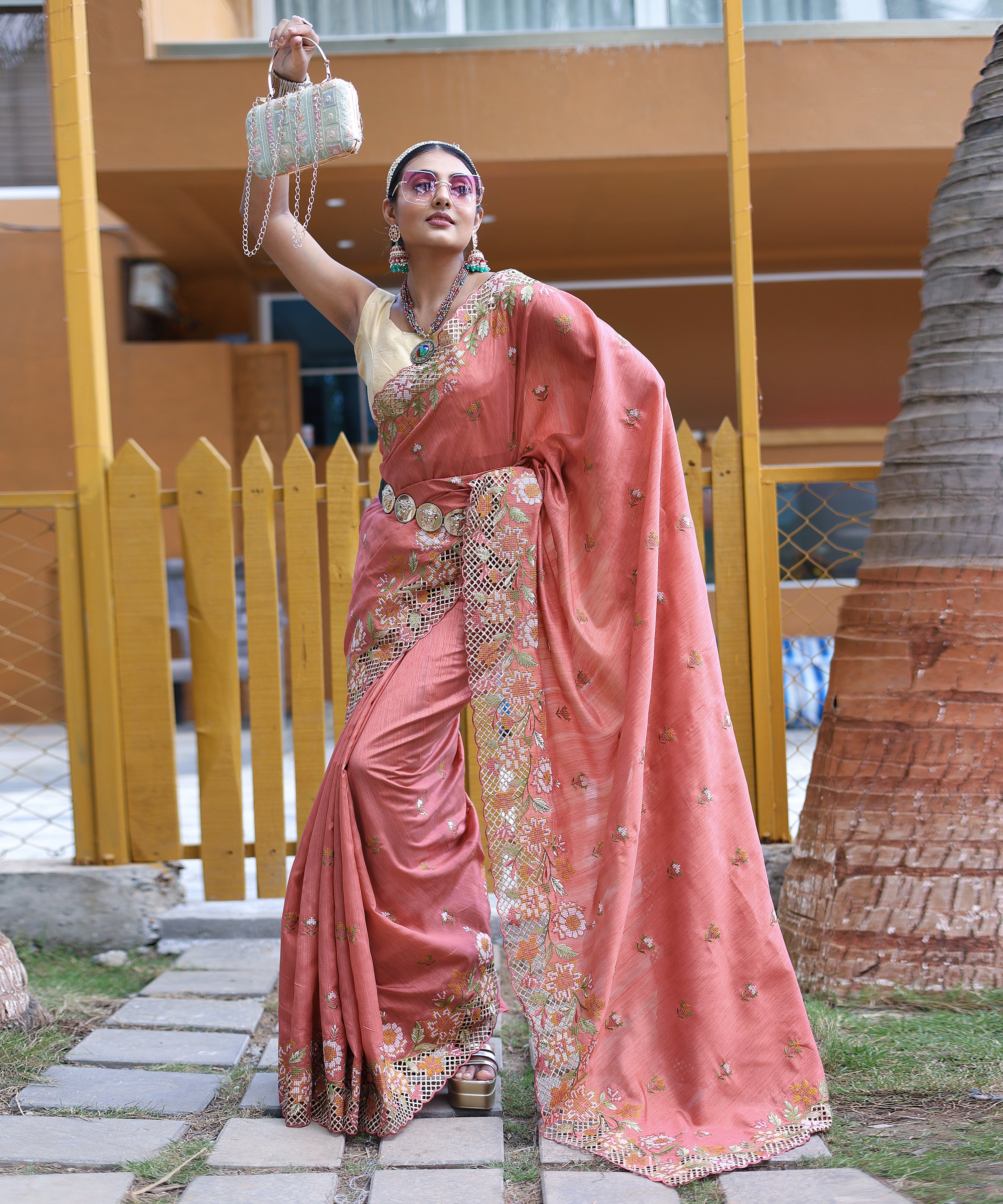 Harmonious Peach Color Soft Silk Saree