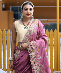 Splendorous Pink Color Soft Silk Saree