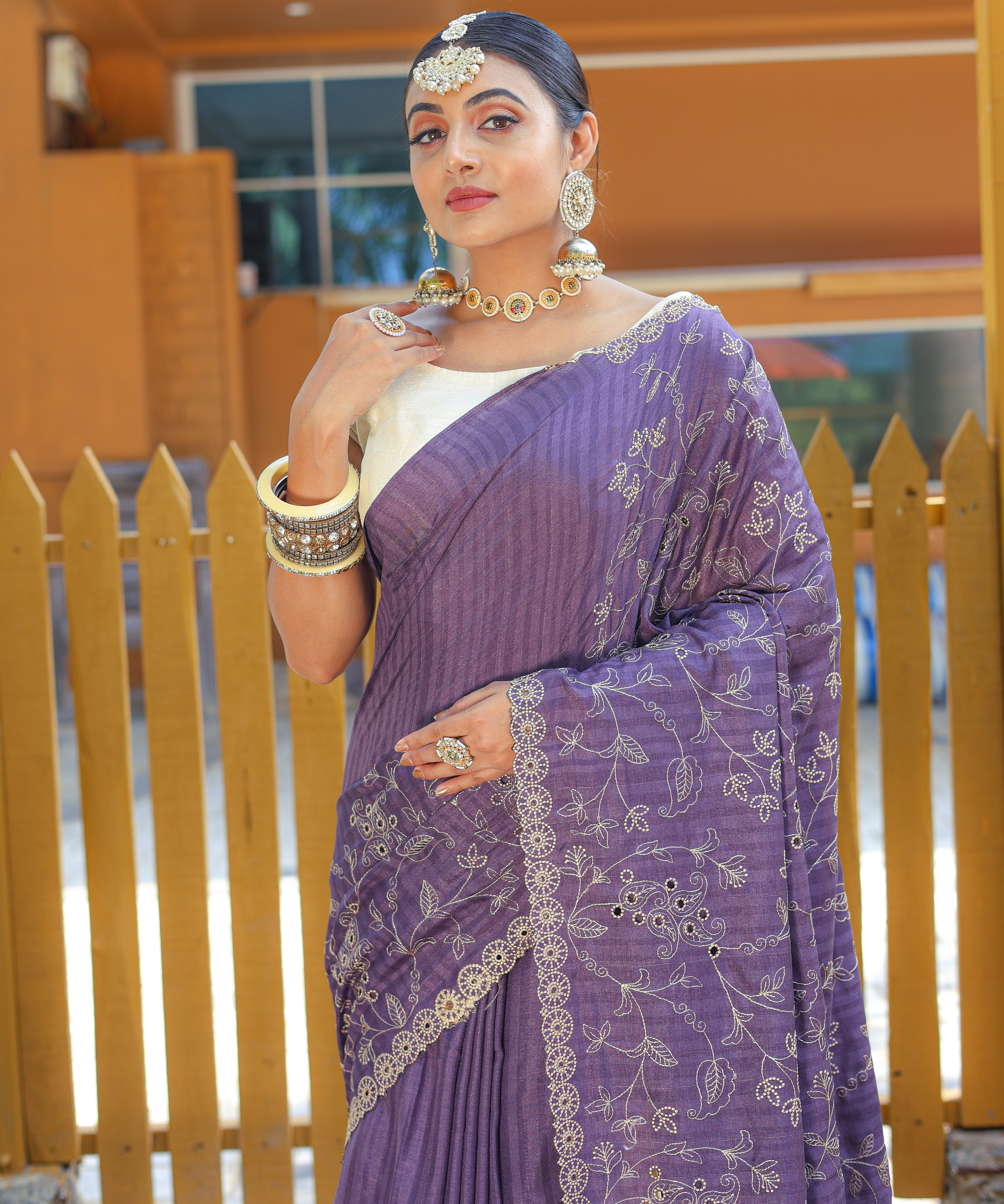 Stunning Lavender Color Soft Silk Saree