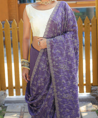 Stunning Lavender Color Soft Silk Saree