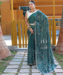 Graceful Rama Green Color Soft Silk Saree