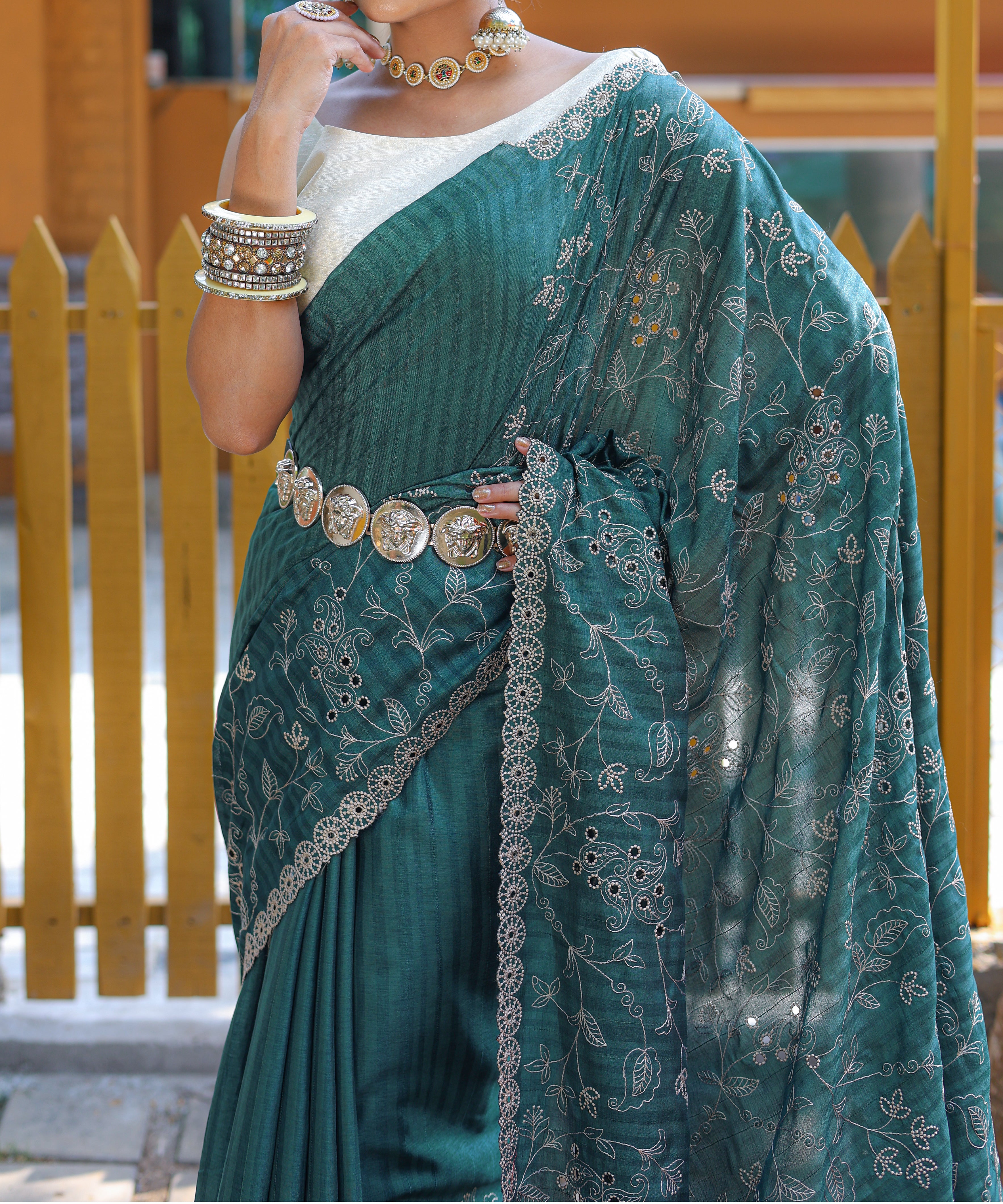 Graceful Rama Green Color Soft Silk Saree