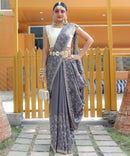 Breathtaking Grey Color Soft Silk Saree