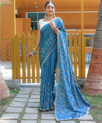 Opulent Blue Color Soft Silk Saree