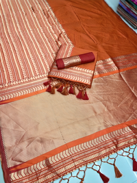 Captivating Orange Color Art Silk Saree