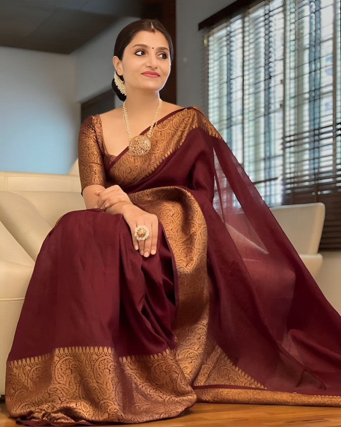 Graceful Maroon Color Art Silk Saree