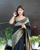 Stunning Black Color Art Silk Saree