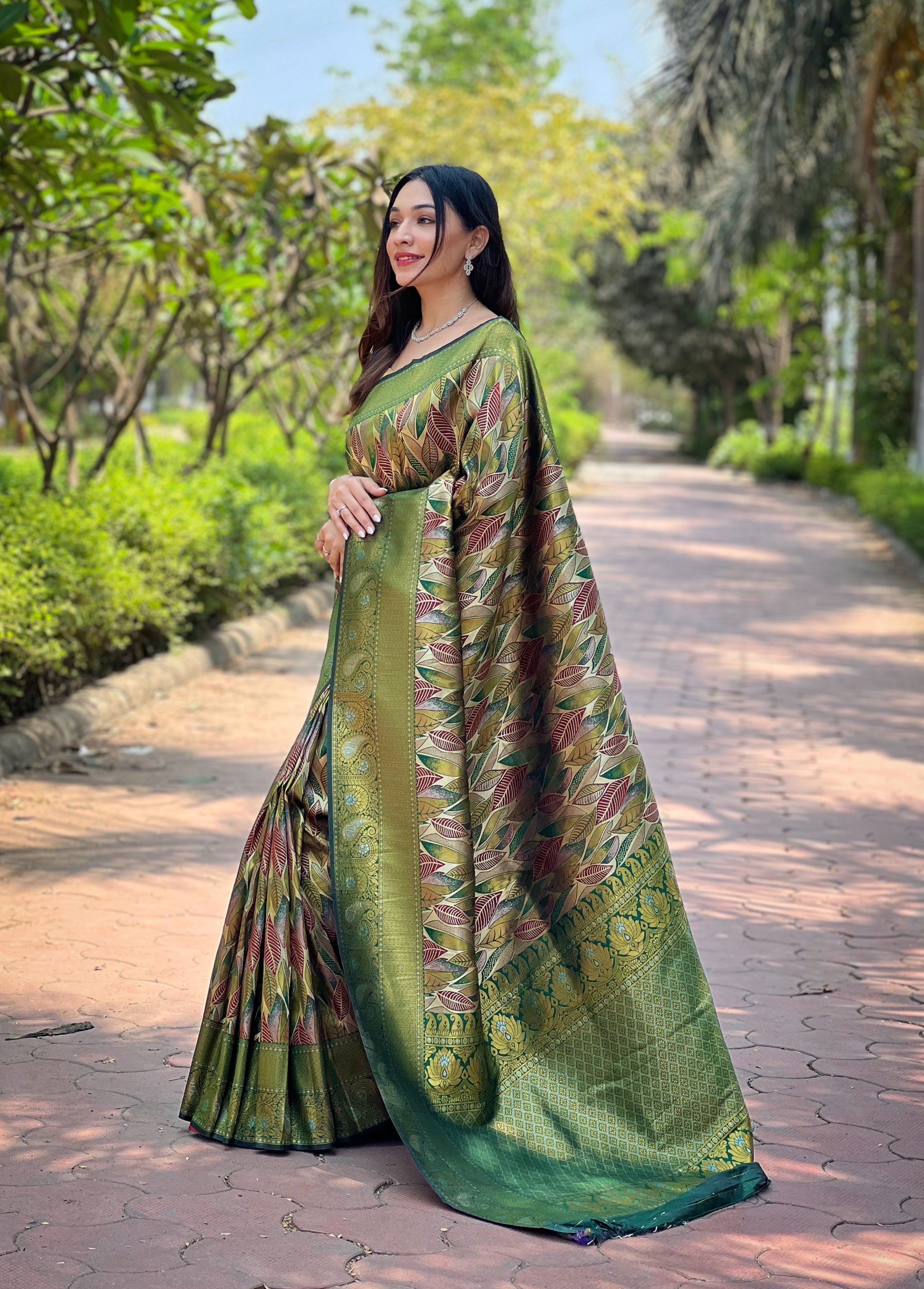 Alluring Green Color Kanchipattu Silk Saree