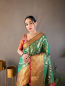 Ornate Green Color Kanchi Pattu Silk Saree