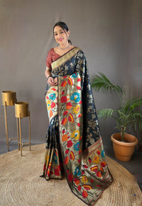 Enchanting Black Color Paithani Silk Saree