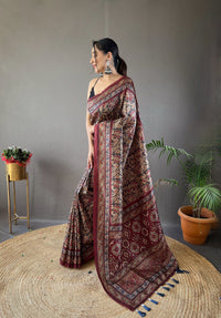 Mesmerizing Black Color Digital Printed Semi Silk Saree