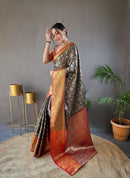 Vibrant Black Color Kanchi Pattu Silk Saree