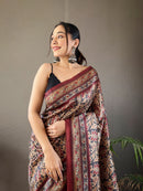 Mesmerizing Black Color Digital Printed Semi Silk Saree