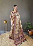 Harmonious Multi Color Semi Silk Saree with Digital Printed Kalamkari Designs