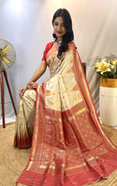 Winsome Cream Color Kanchipuram Semi Silk Saree