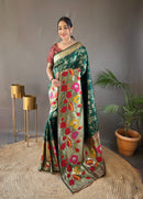 Stunning Green Color Paithani Silk Saree