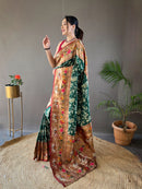 Delicate Green Color Silk Saree with Paithani & Patola Blend