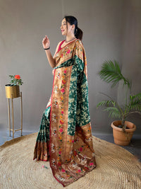 Delicate Green Color Silk Saree with Paithani & Patola Blend