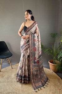 Splendorous Grey Color Tussar Cotton Saree