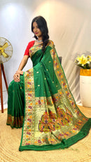 Mystical Green Color Paithani Silk Saree with Meenakari Weaving Work