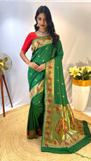 Mystical Green Color Paithani Silk Saree with Meenakari Weaving Work