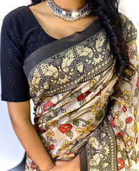 Graceful Grey Color Chanderi Cotton Saree