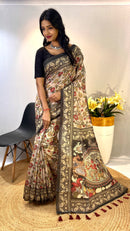 Graceful Grey Color Chanderi Cotton Saree