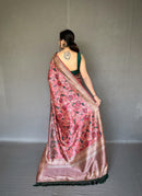 Stunning Peach Color Soft Silk Saree with Digital Printed Kalamkari Designs