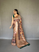 Graceful Beige Color Soft Silk Saree with Digital Printed Kalamkari Designs