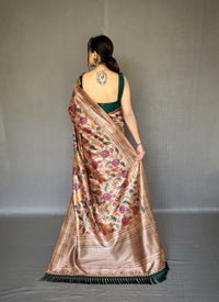 Graceful Beige Color Soft Silk Saree with Digital Printed Kalamkari Designs