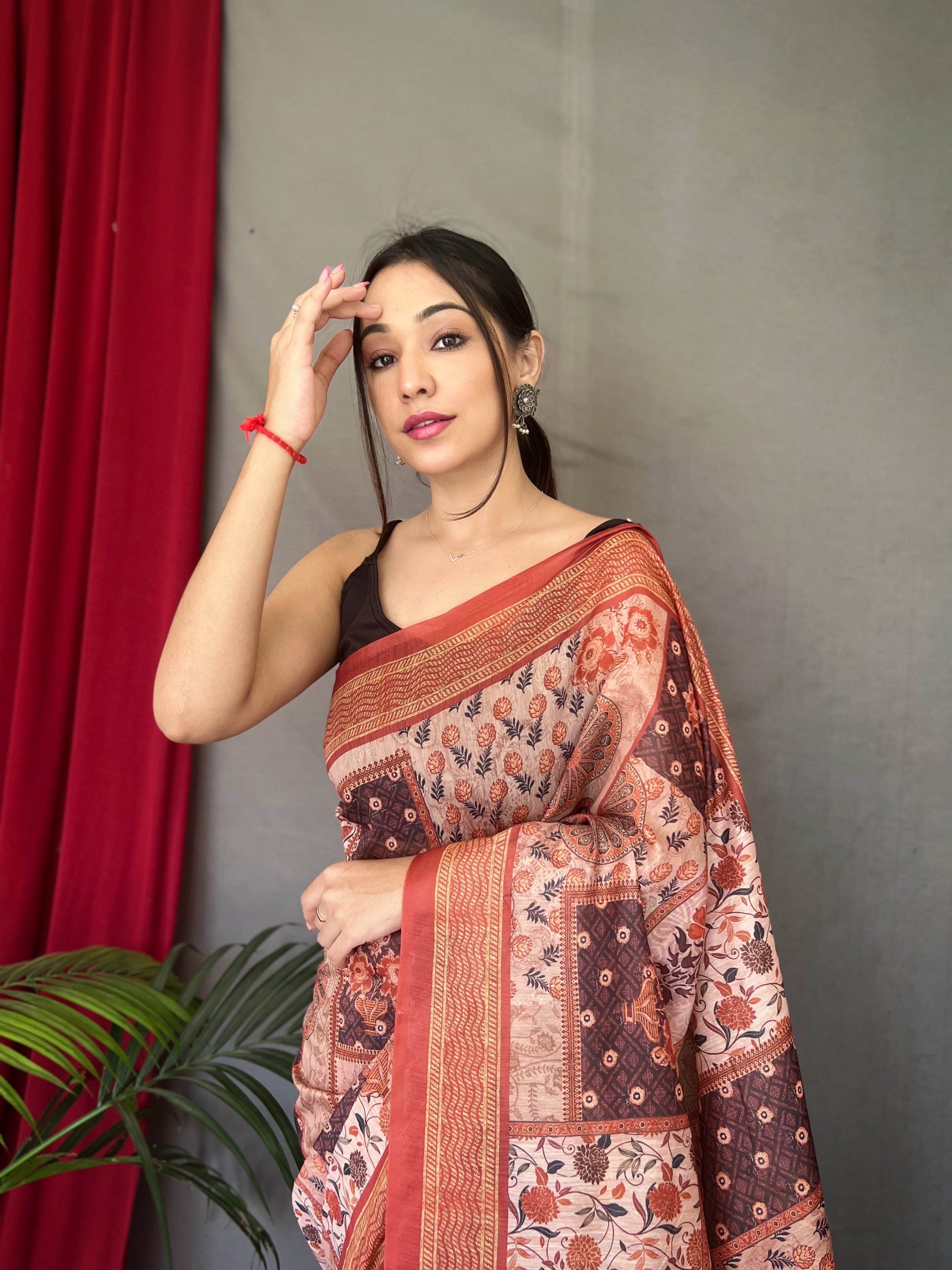 Harmonious Multi Color Cotton Saree with Kashmiri Digital Printed Designs