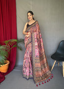 Luminescent Multi Color Cotton Saree with Kashmiri Digital Printed Designs