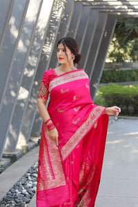 Serene Pink Color Banarasi Silk Saree