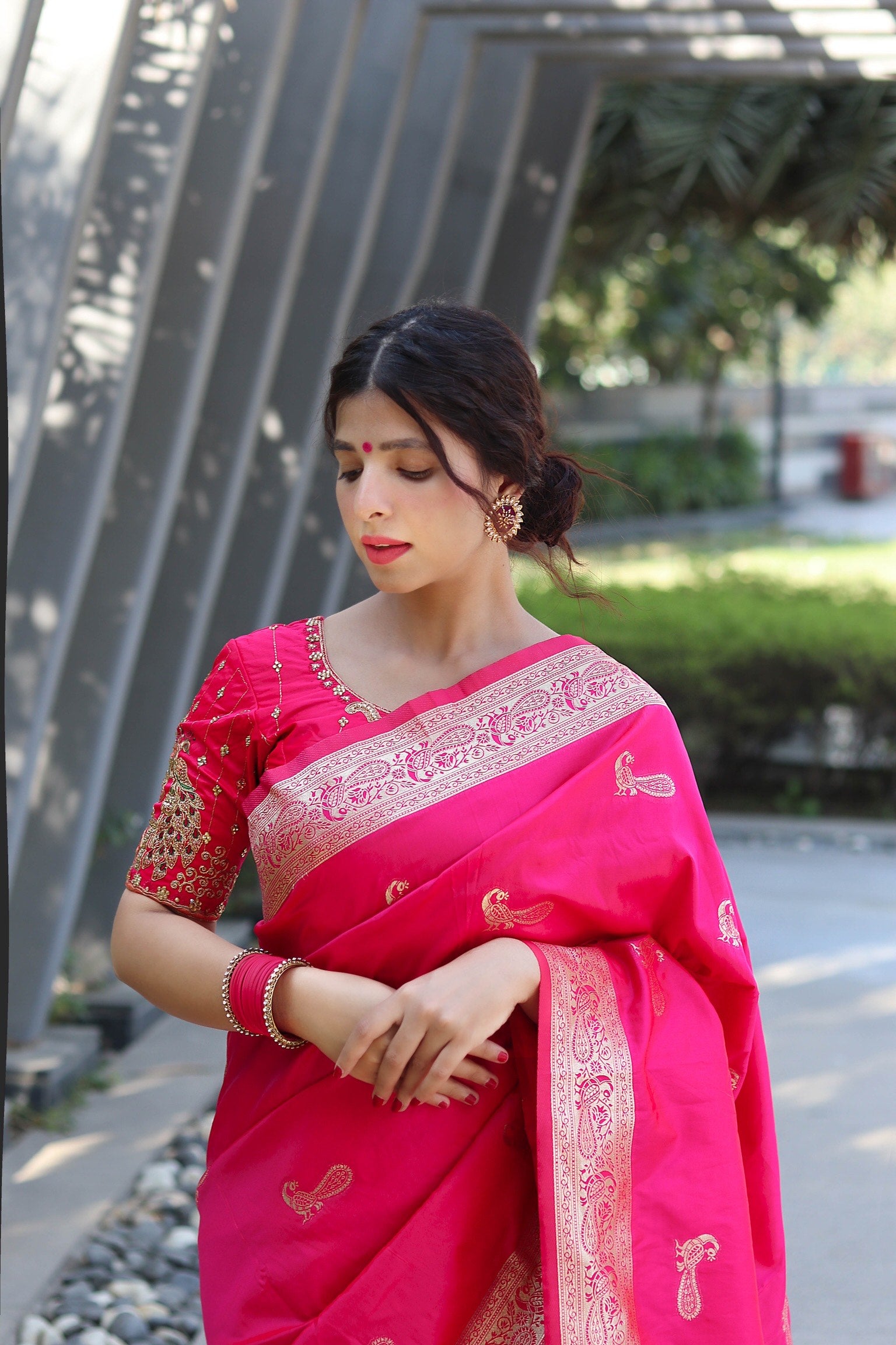 Serene Pink Color Banarasi Silk Saree