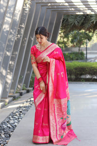 Serene Pink Color Banarasi Silk Saree