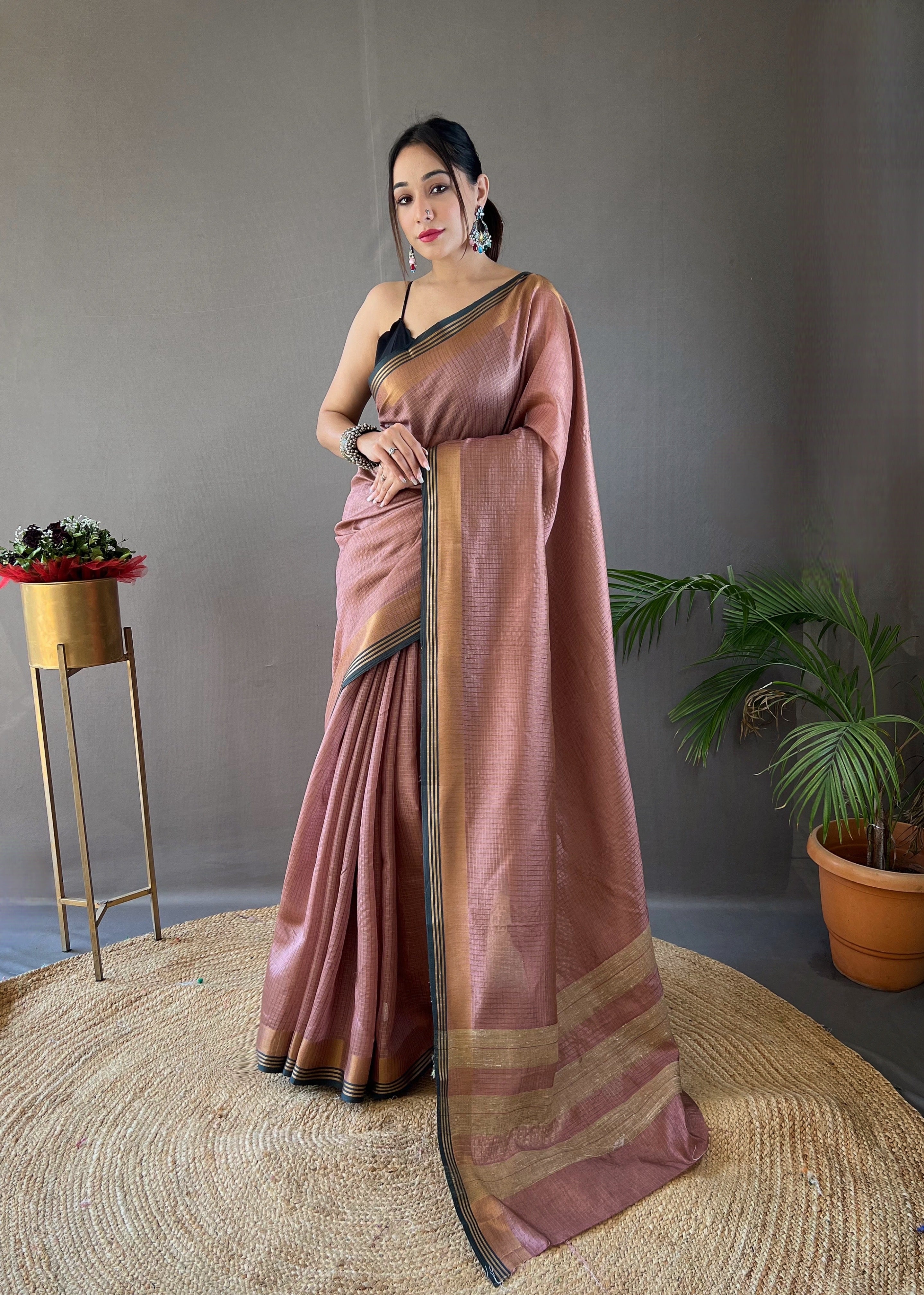 Serene Pink Color Soft Silk Saree